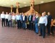Sparkasse und Redner auf Brauerei-Tour